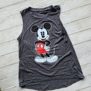 Disney Mickey Mouse Muscle Tank Top Grey Heathered Graphic Sleeveless XS DAT0560